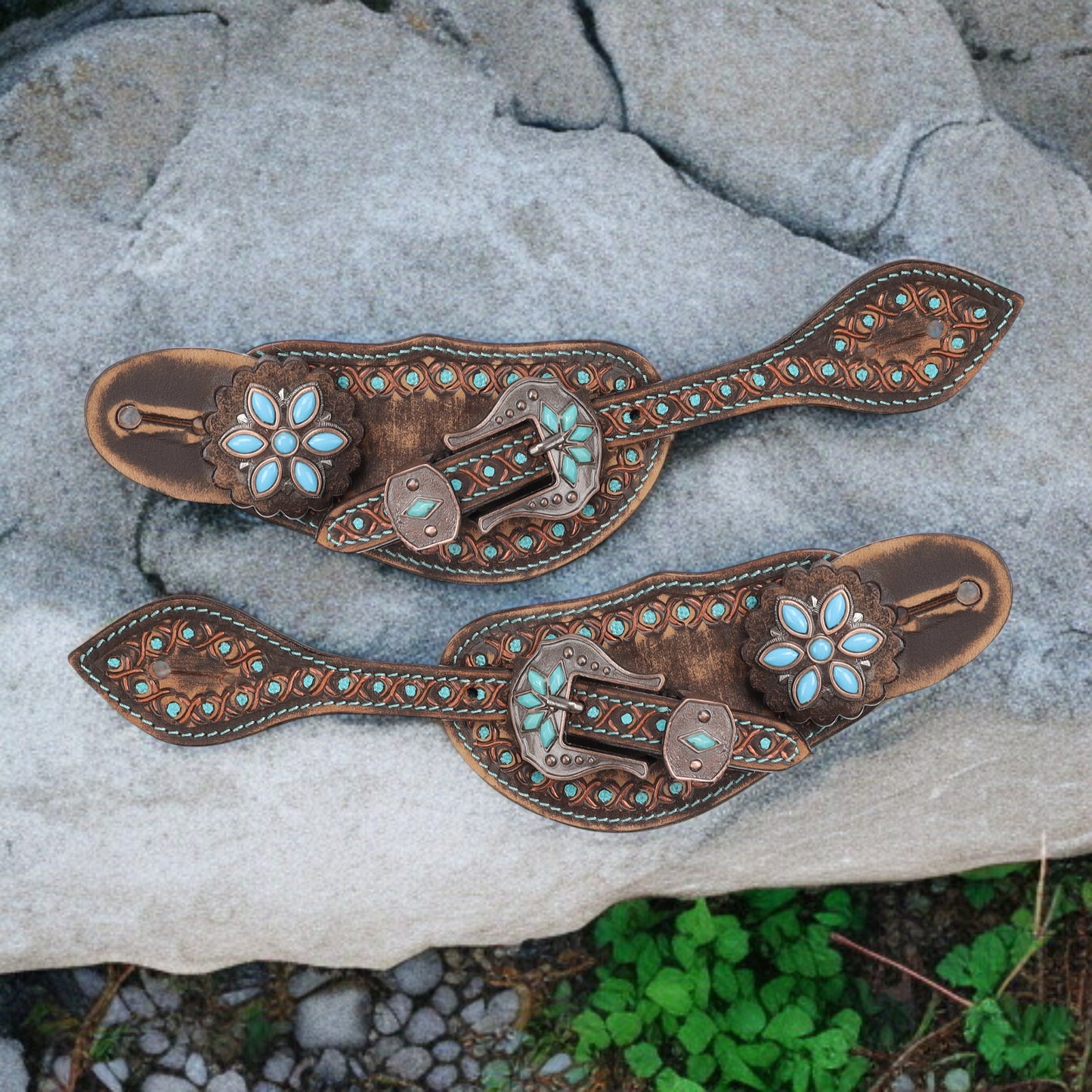 Showman Ladie's Dusky Teal Spur Strap