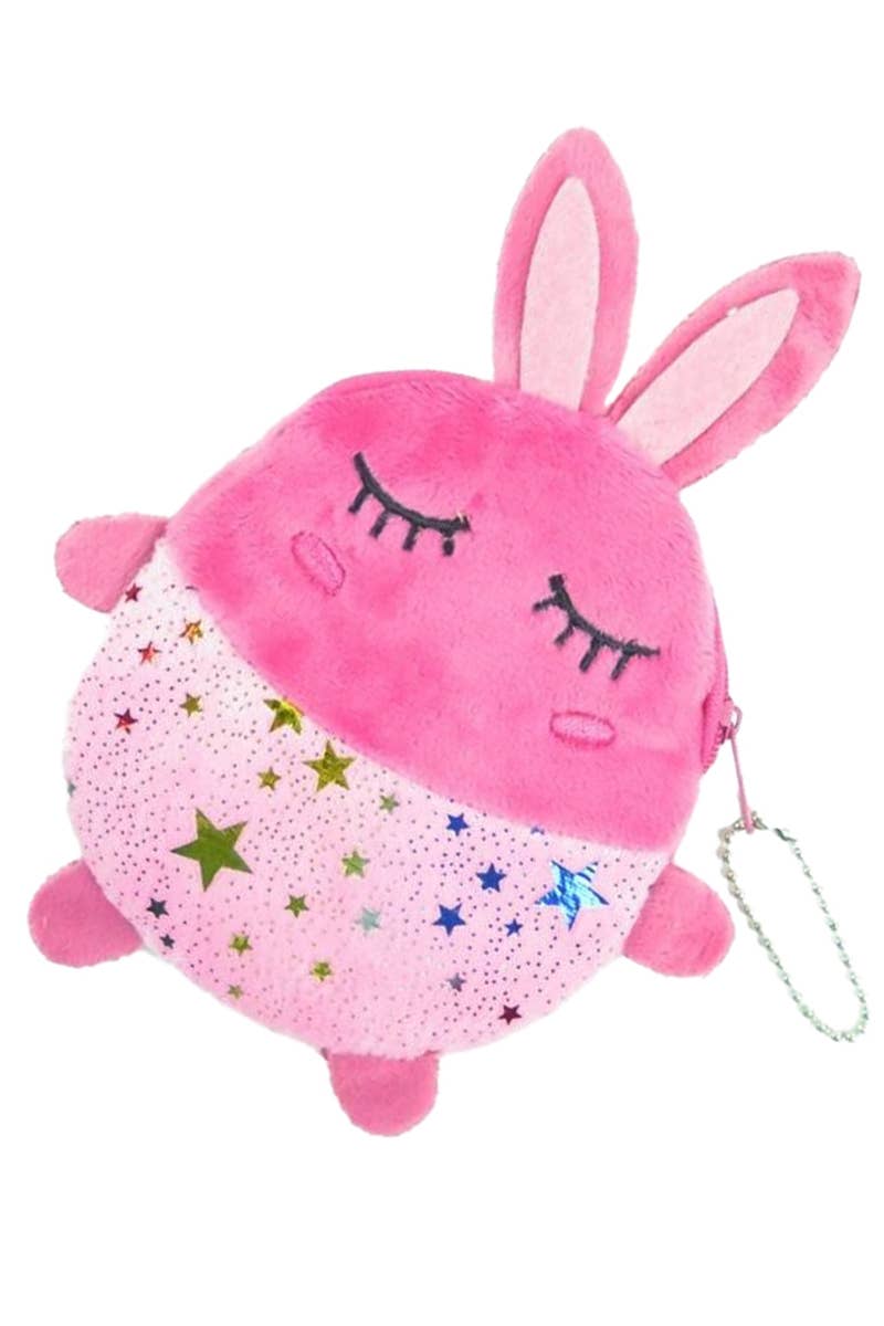 Animal Fuzzy Plush Zippered Coin Pouch Bag