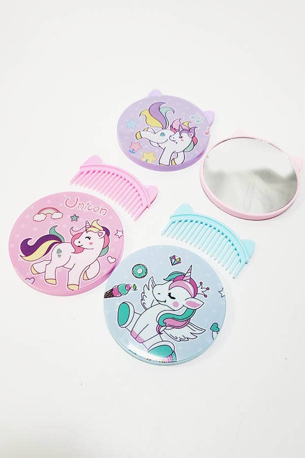 Unicorn Theme Brush and Mirror Set