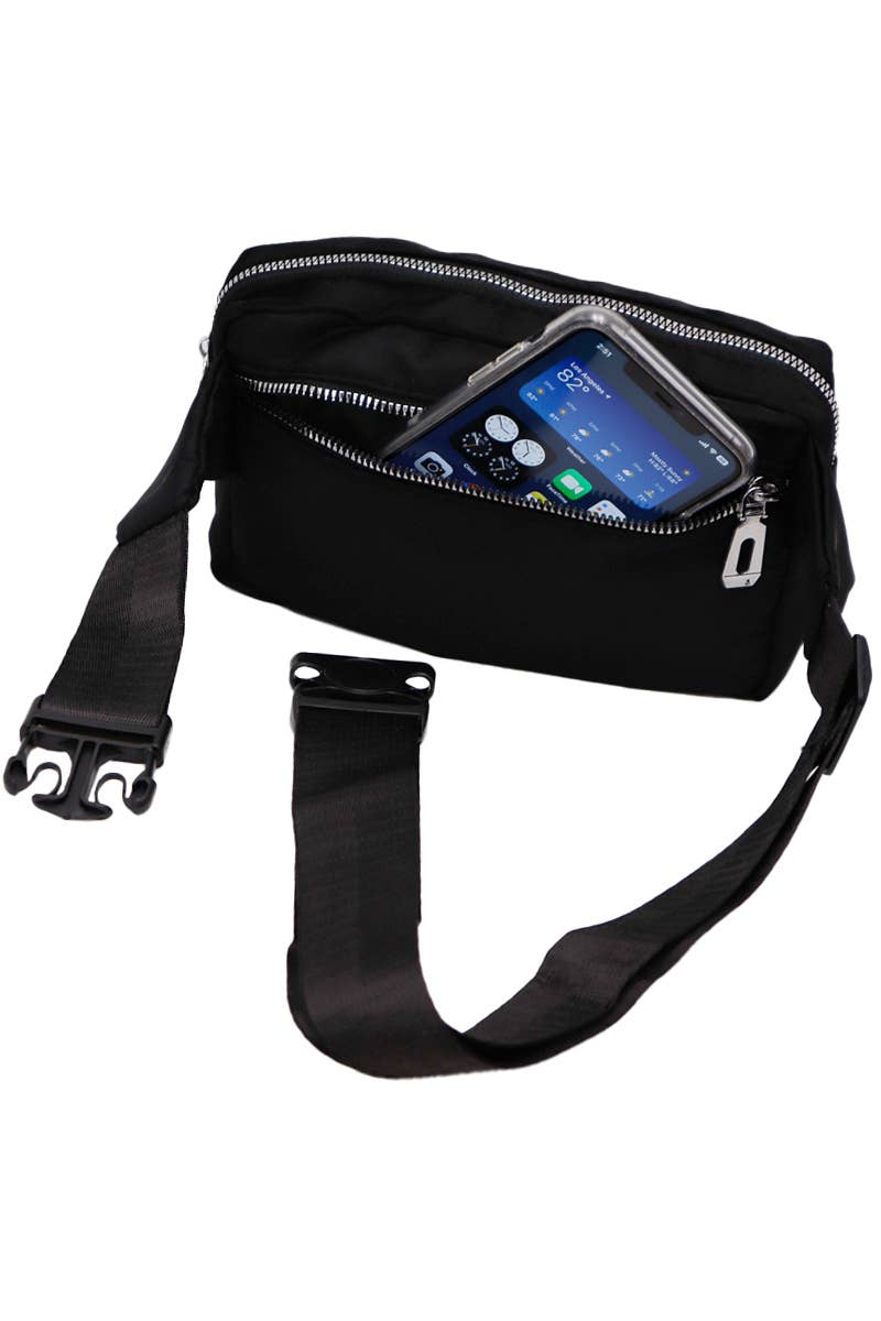 Minimal Matte Black Belt Bum Fanny Pack: Black