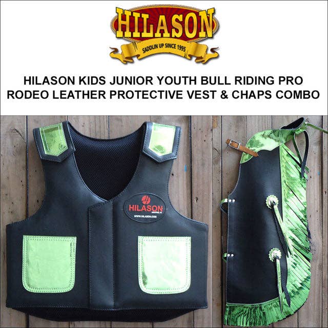 Bull Riding Vest Junior Youth Bull Pro Rodeo Leather Chaps