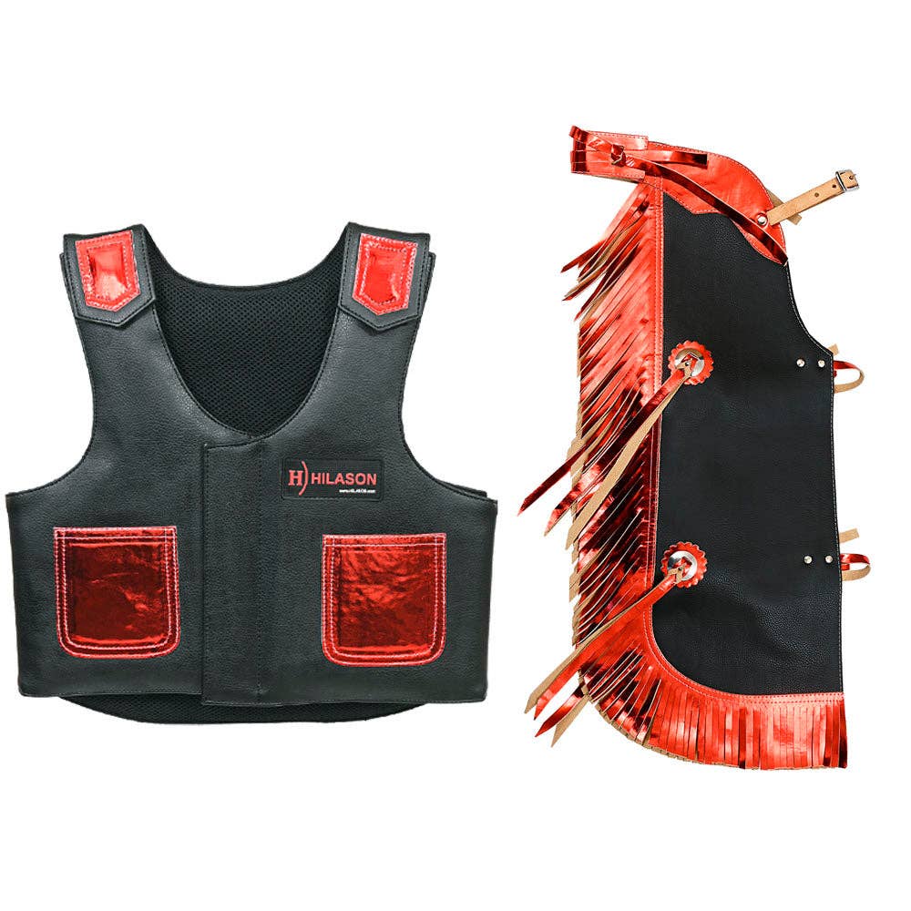 Bull Riding Vest Junior Youth Bull Pro Rodeo Leather Chaps