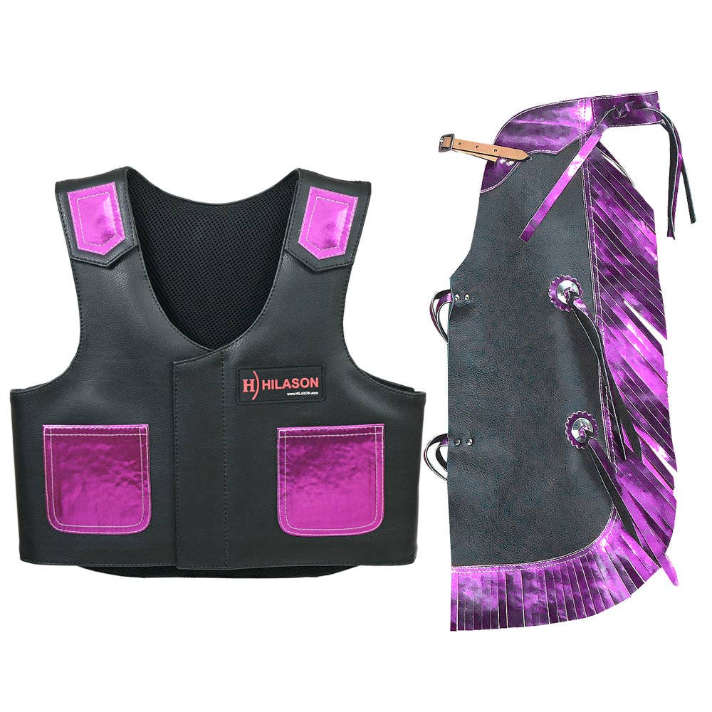 Bull Riding Vest Junior Youth Bull Pro Rodeo Leather Chaps