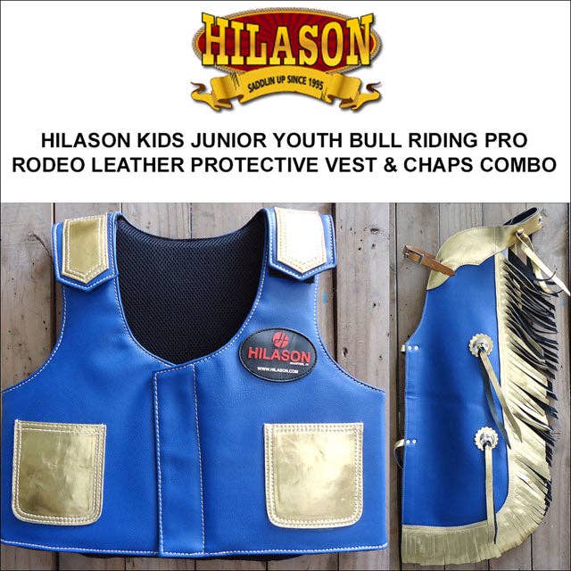 Bull Riding Vest Junior Youth Bull Pro Rodeo Leather Chaps