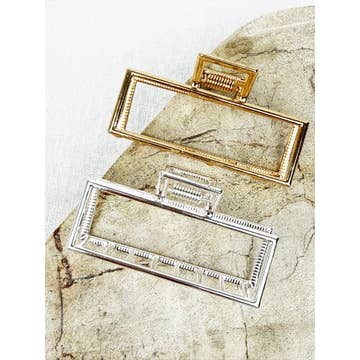 Metal Rectangle Cut Out Shape Hair Claw Clips