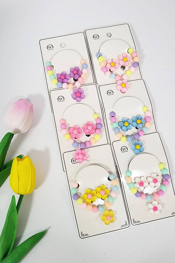 Flower Earring and Bracelet Set