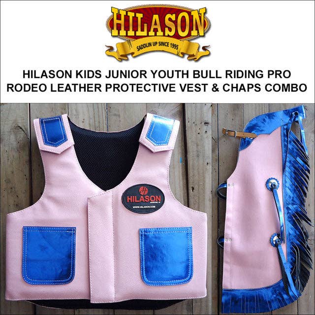 Bull Riding Vest Junior Youth Bull Pro Rodeo Leather Chaps
