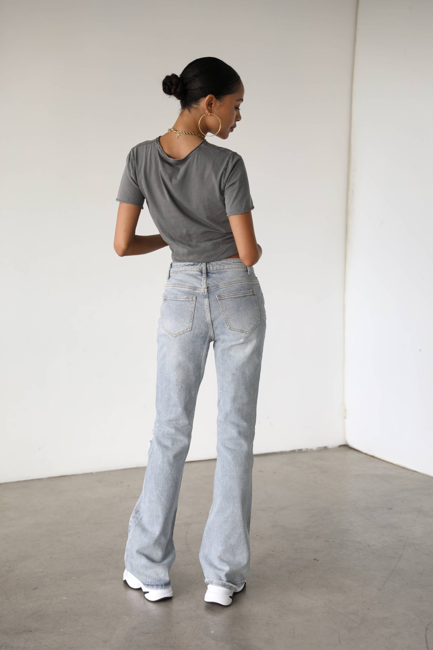 High Rise Flare Leg Denim Jeans-7101: 3/25