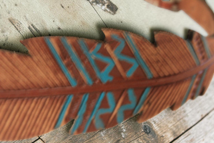 Pony Sized Cut-Out Hand Painted Feather Wither Strap
