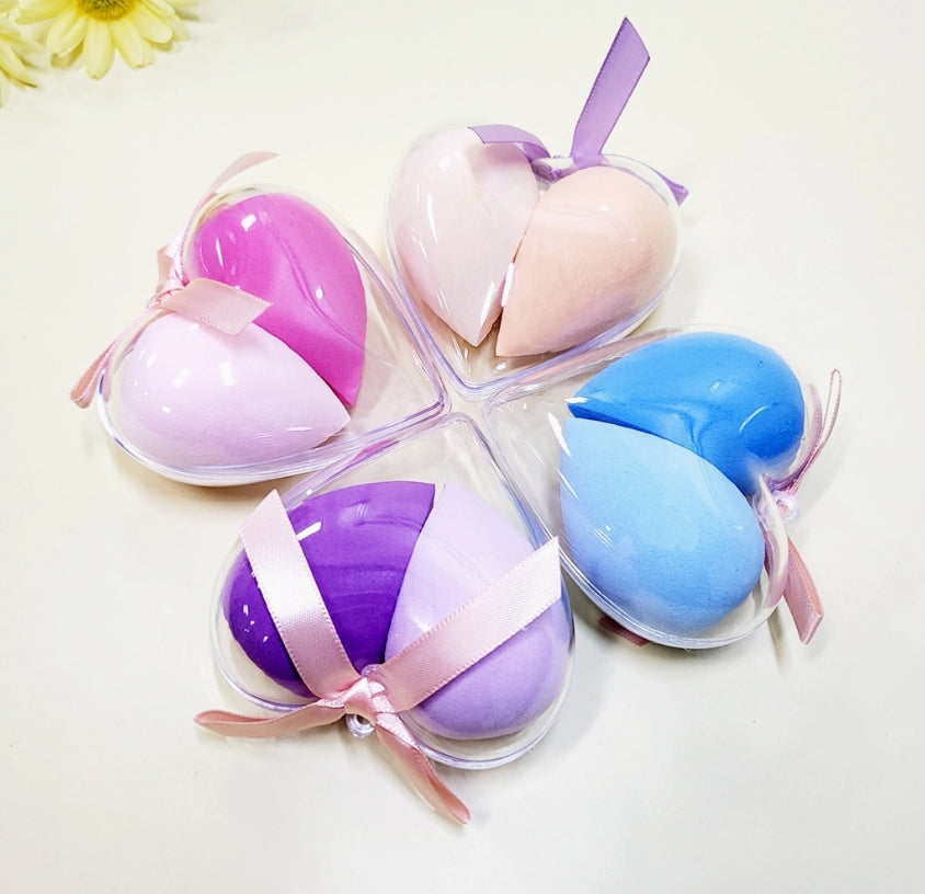 2 Pcs Blending Sponge Set in A Heart Case