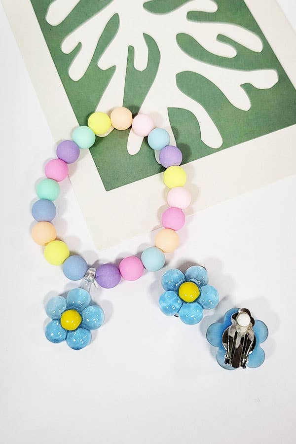Flower Earring and Bracelet Set