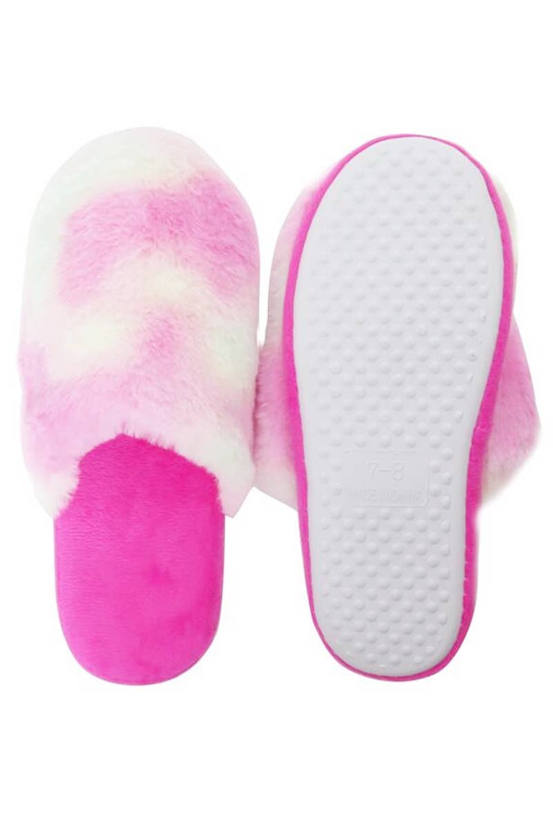 Tie Dye Pastel Fuzzy Fleece Foam Lounge Slippers