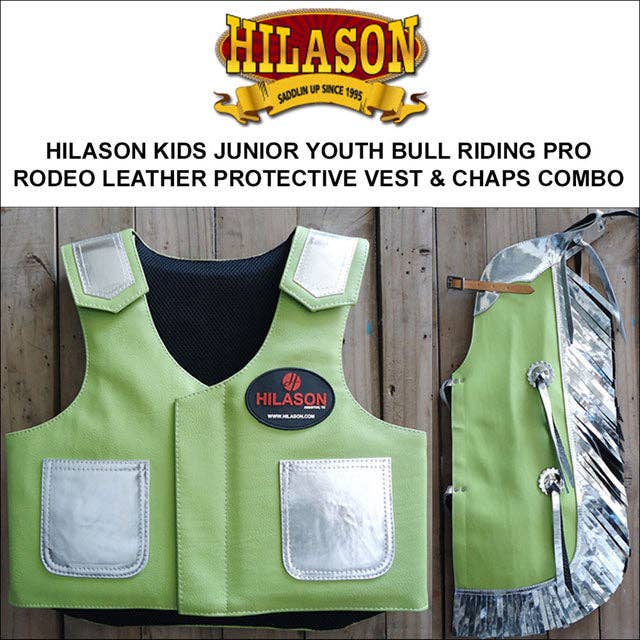 Bull Riding Vest Junior Youth Bull Pro Rodeo Leather Chaps