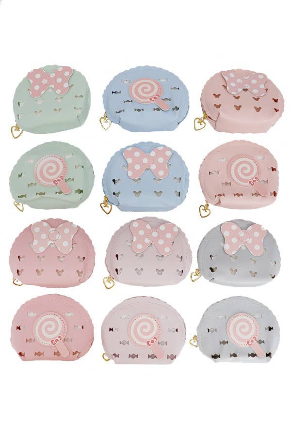 Scallop Trim Laser Cut PU Leather Coin Bag