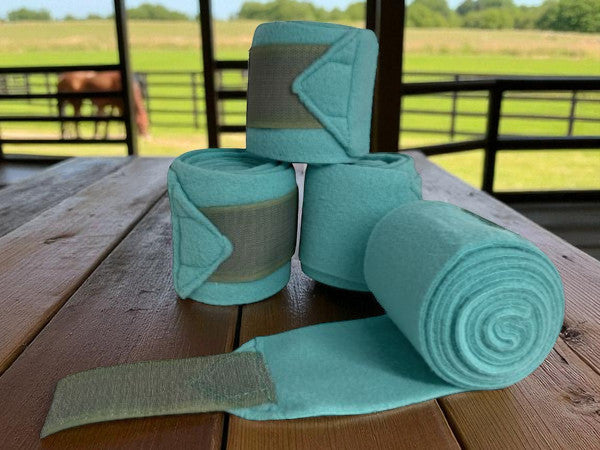 Pony Fleece Polo Wraps – Set of 4 | 3.5" x 72" with Velcro Closure – Mint Teal