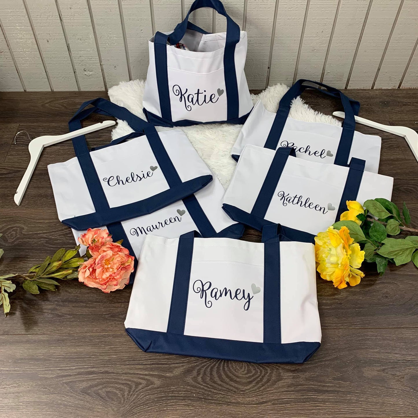 Custom Tote Bag with Name and Heart Design