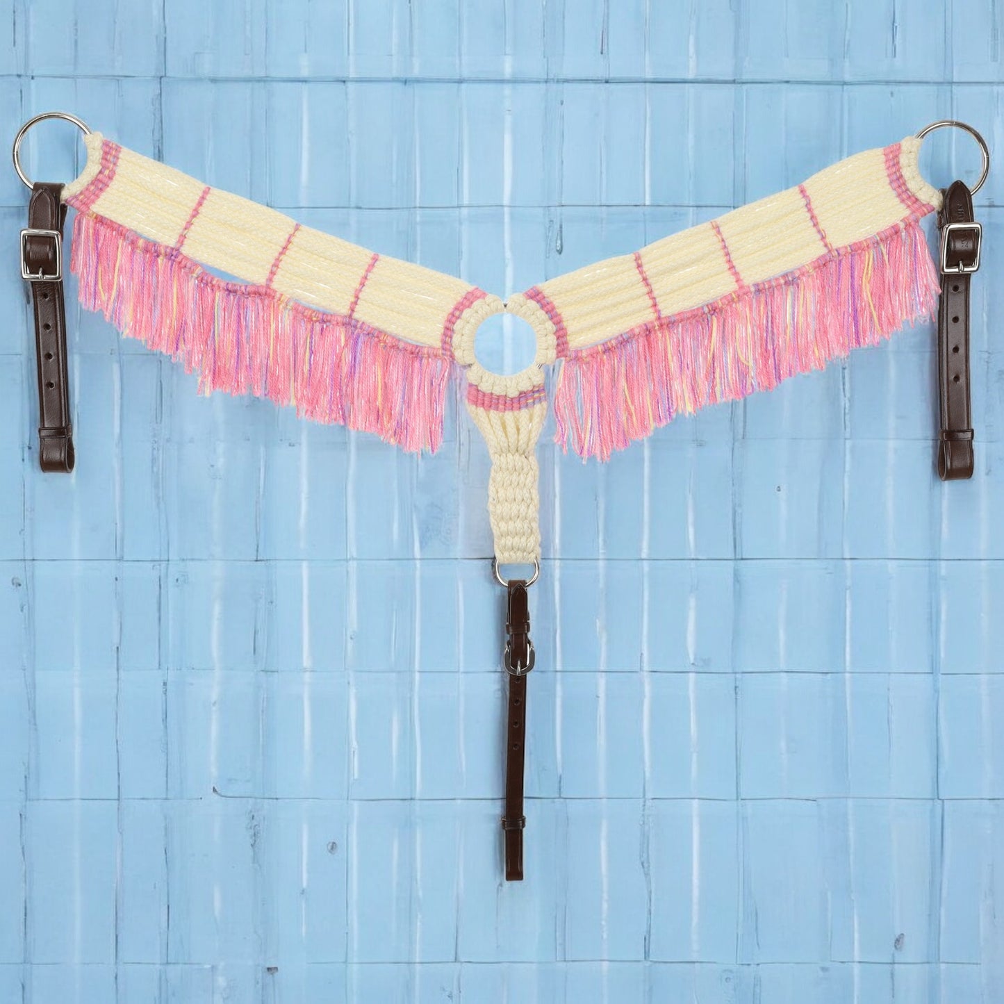 Frosted Pink Mohair Single Ear Headstall & Breast Collar Set