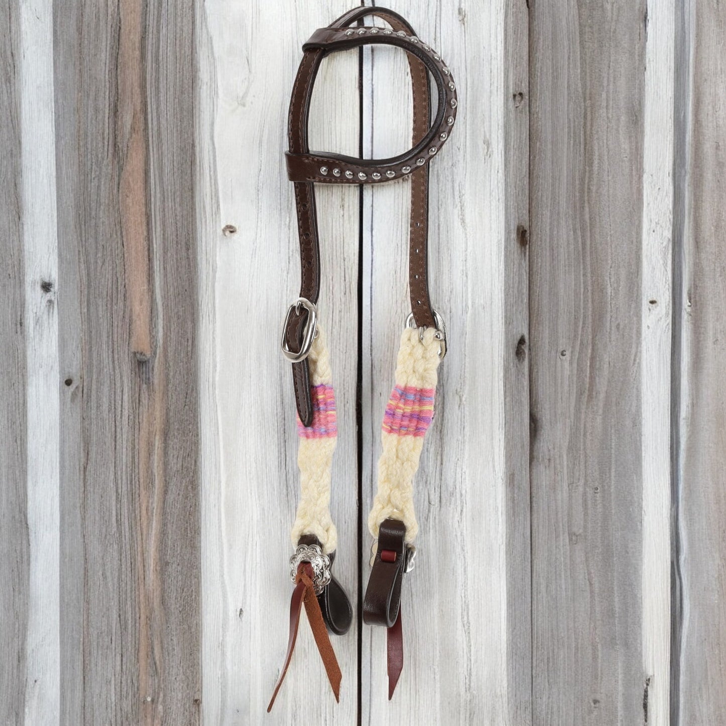 Frosted Pink Mohair Single Ear Headstall & Breast Collar Set