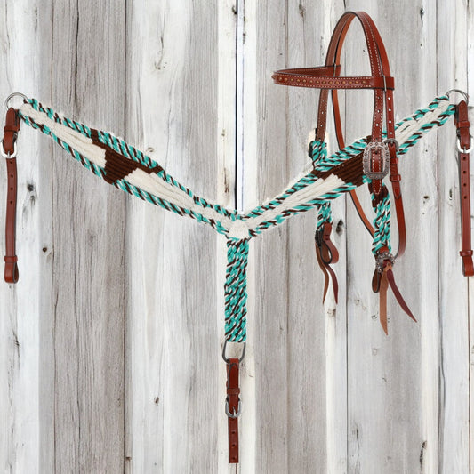 Cobalt Horns Mohair Browband Headstall and Breastcollar Set