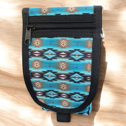 Teal Aztec Design Cordura Cell Phone and Accessory Case – Non-Personalized