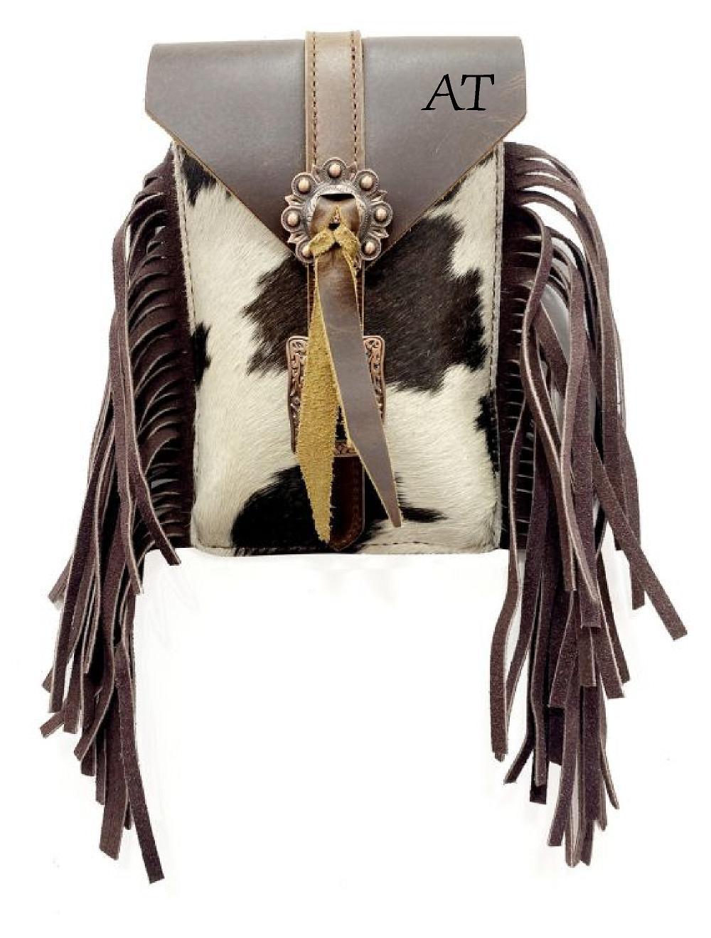 Hair on Cowhide Saddle Bag | Personalized Initials | Phone Keys Money Snacks | 8.5 X 5