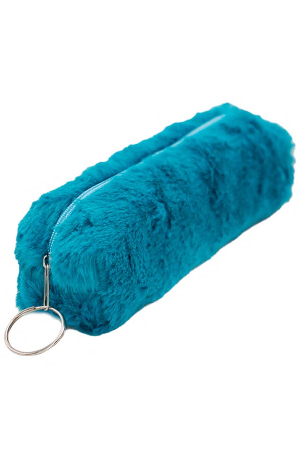 Fluffy Faux Fur Zippered Pencil Case Makeup Cosmetic Pouch
