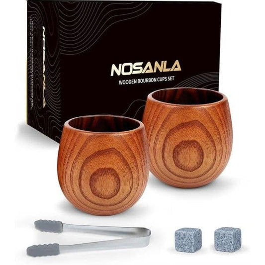Nosanla Bar Products - 2Pack Wooden Bourbon Cups - Ston