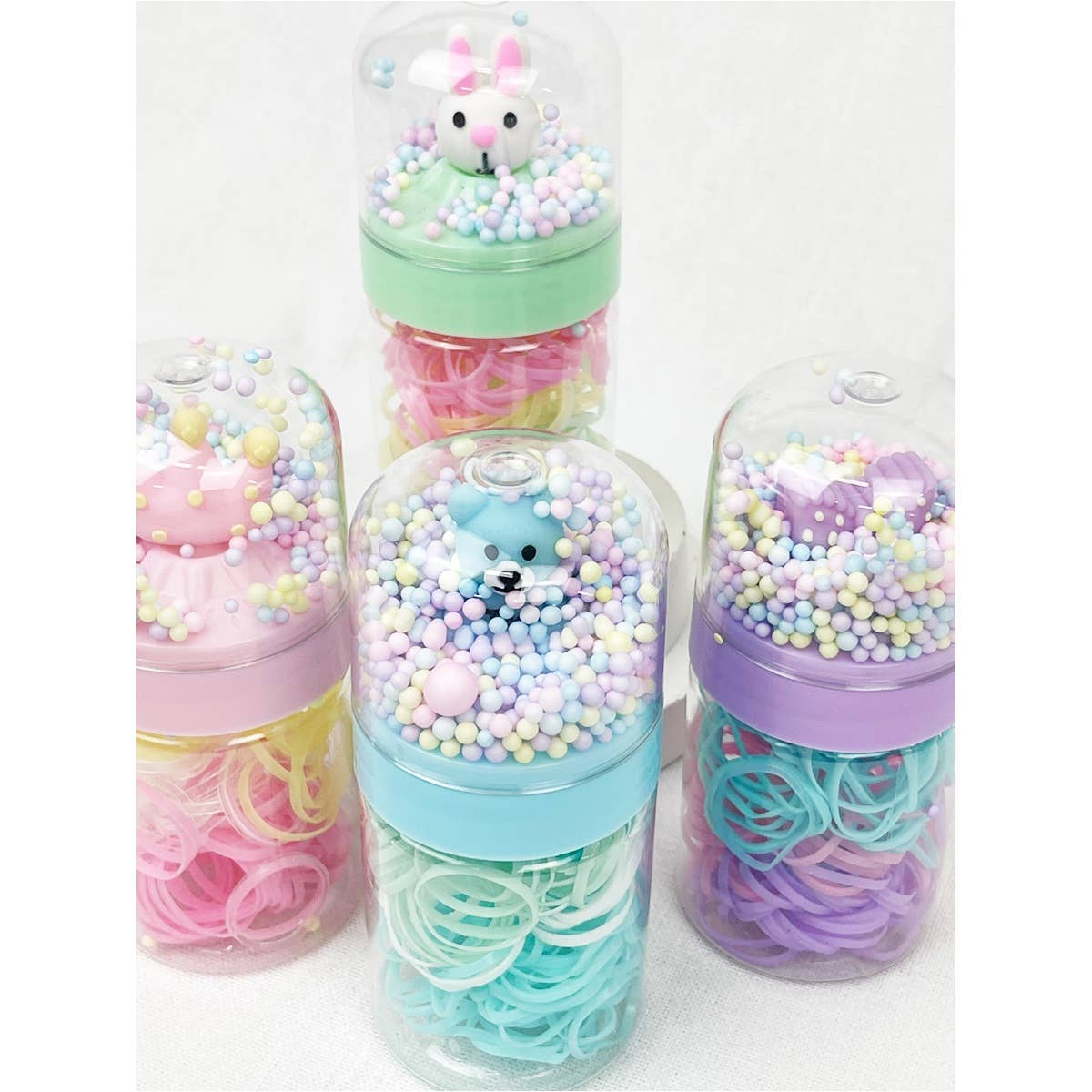 Cartoon bottle Cylinder Hair Tie holders Set