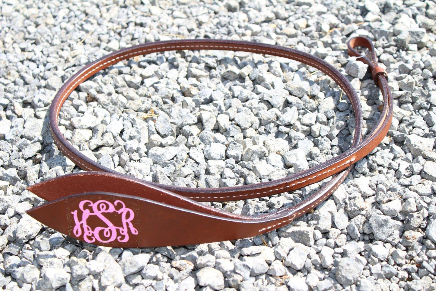 Monogrammed 4ft leather Over & Under whip