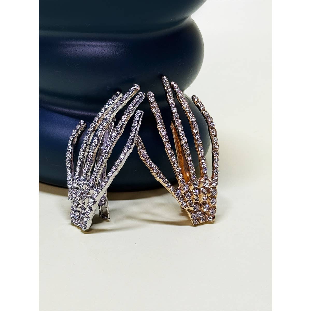 Rhinestone Skeleton Hand Hair Clip