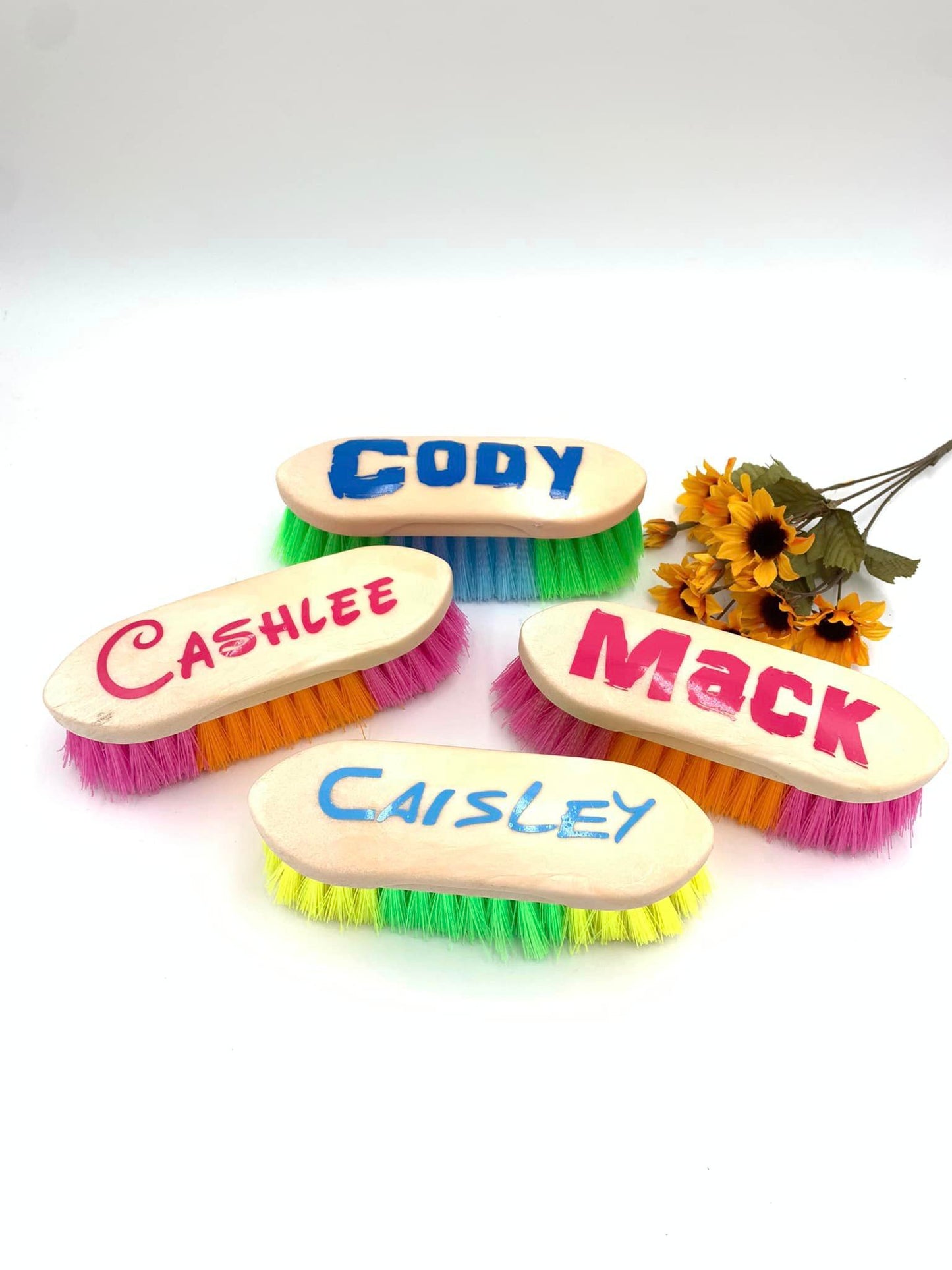 Personalized Rainbow Bristles Stiff Bristle Brush for Horses