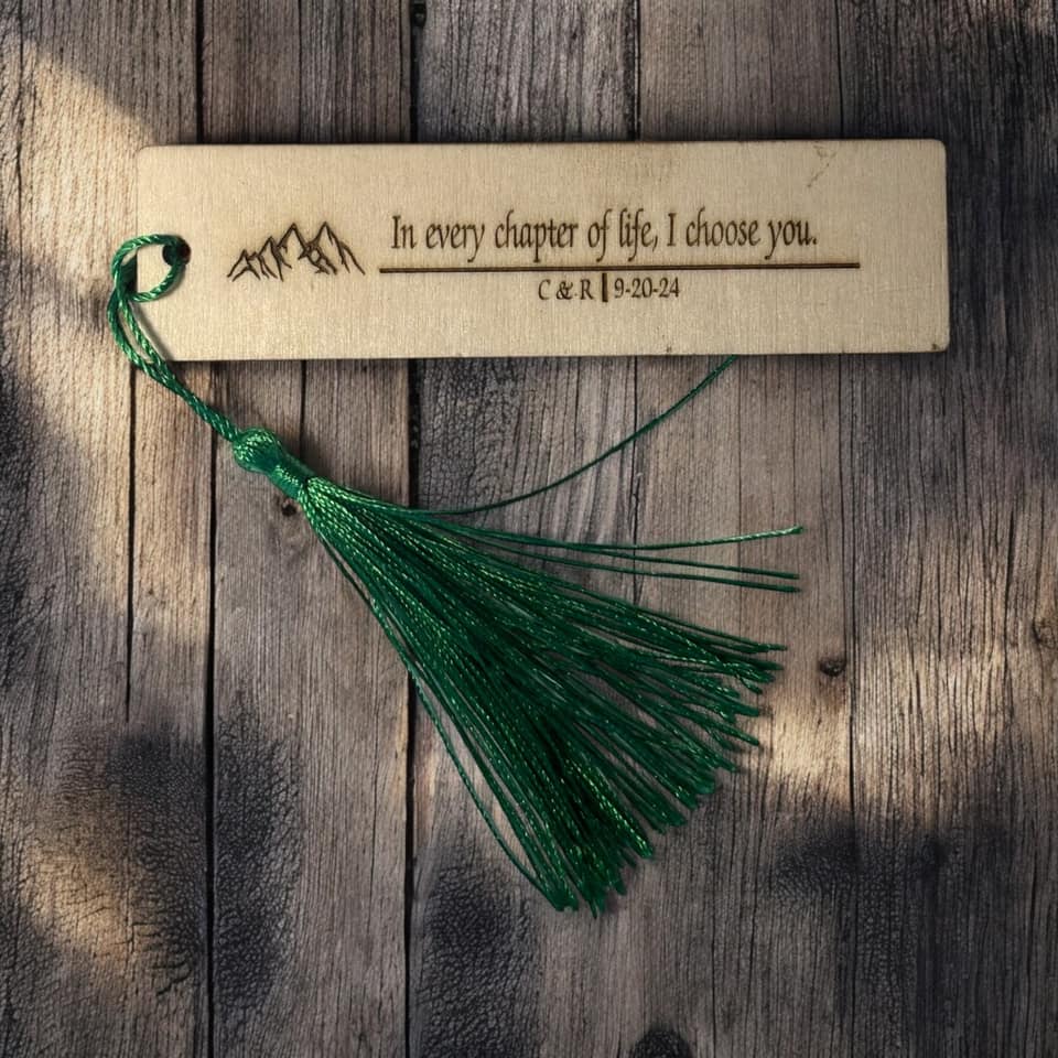 Custom Laser Engraved Wooden Bookmark with Tassel - Personalized with Your Favorite Quote