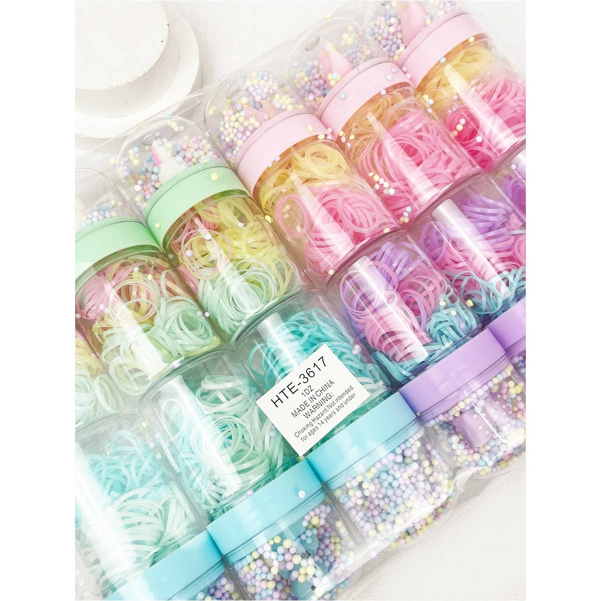 Cartoon bottle Cylinder Hair Tie holders Set
