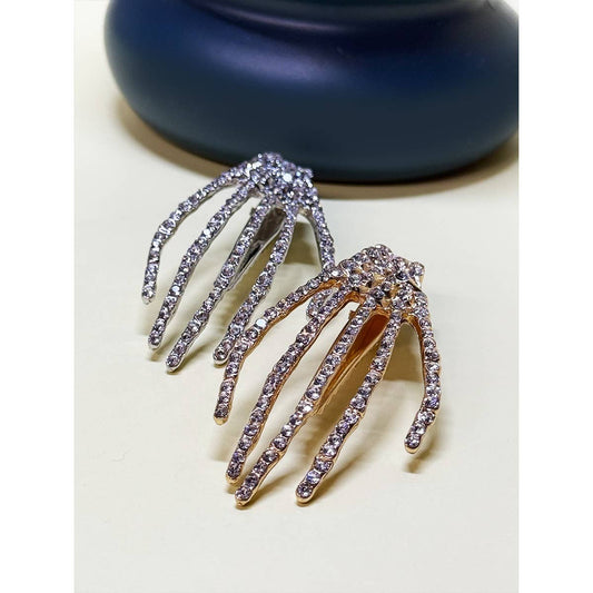 Rhinestone Skeleton Hand Hair Clip