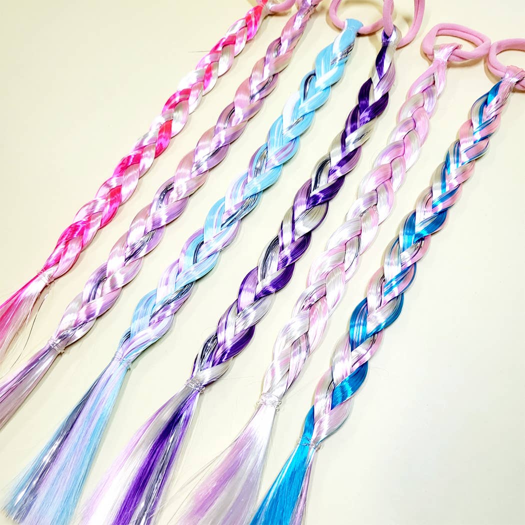 Unicorn Color Braid Ponytail Hair Tie: Assorted Color