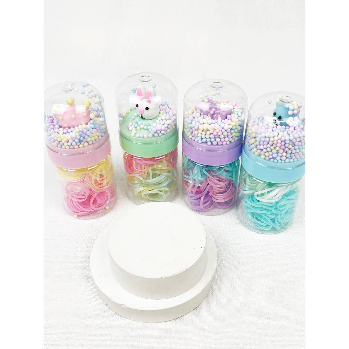 Cartoon bottle Cylinder Hair Tie holders Set