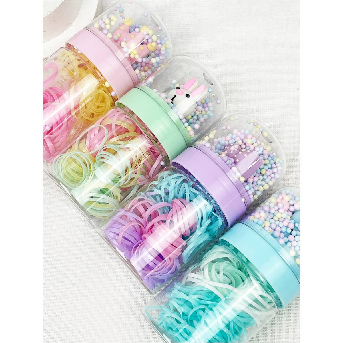 Cartoon bottle Cylinder Hair Tie holders Set