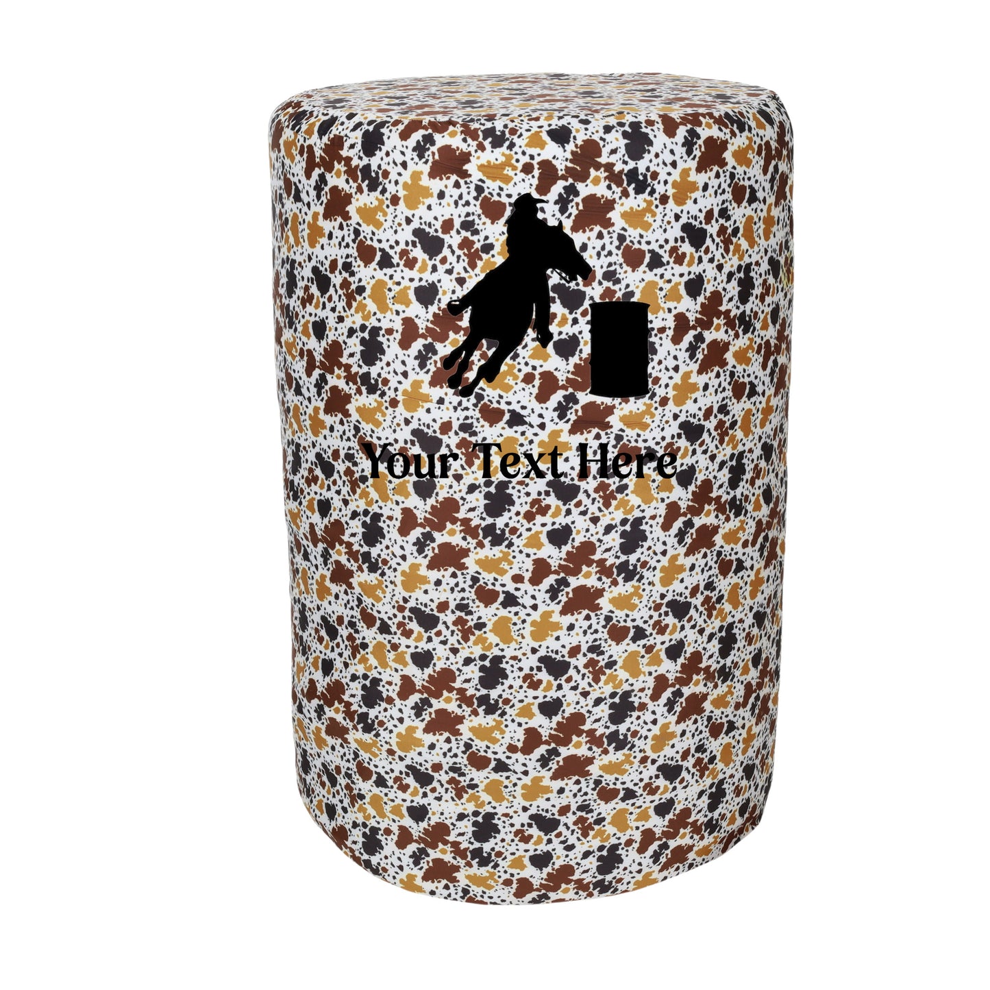 Cow Print Barrel Cover with Optional Custom Design or Text