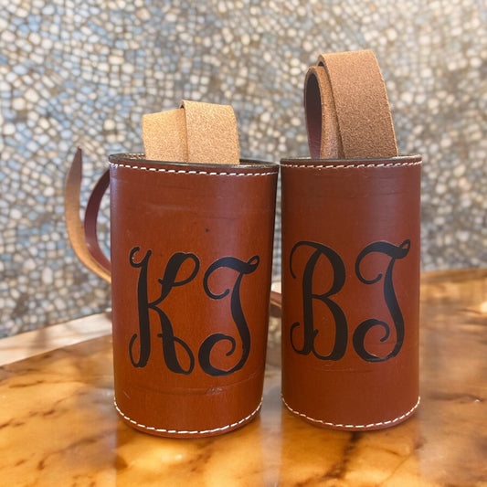 Custom Western Saddle Drink Holder, Leather Bottle Holder for western trail riding, custom monogram