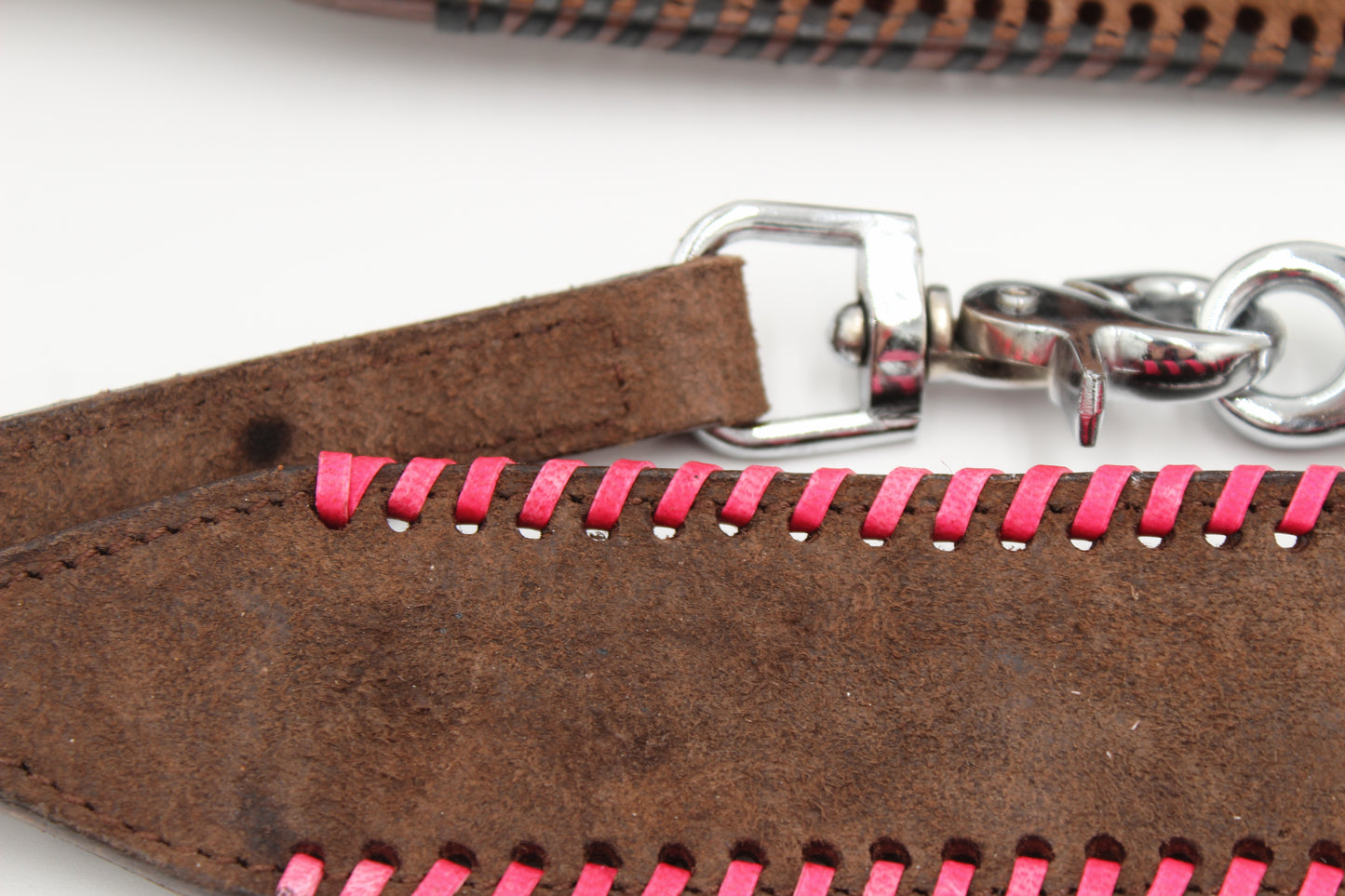 Personalized Rough Out Chocolate wither strap with rawhide lacing