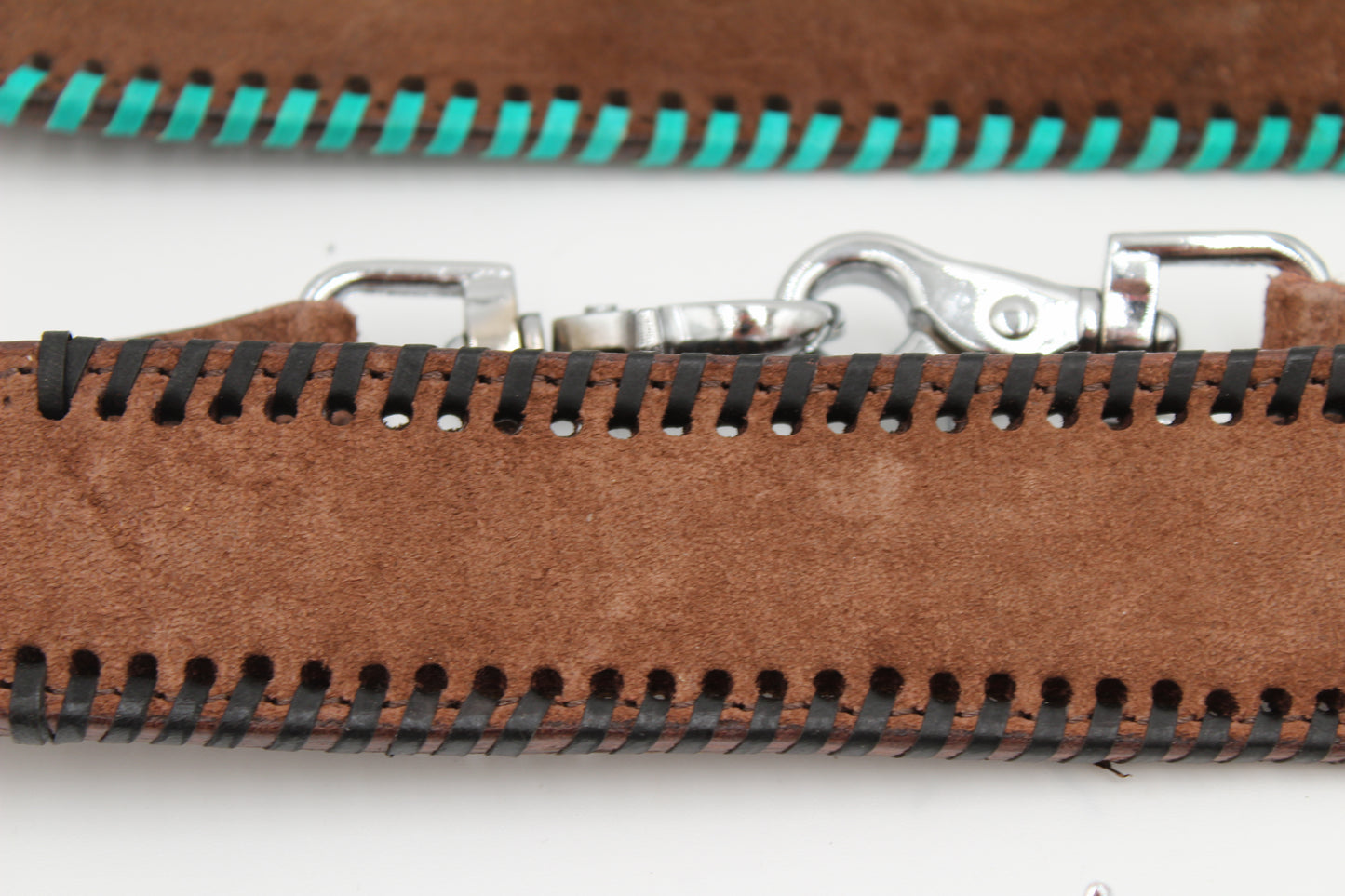 Personalized Rough Out Chocolate wither strap with rawhide lacing