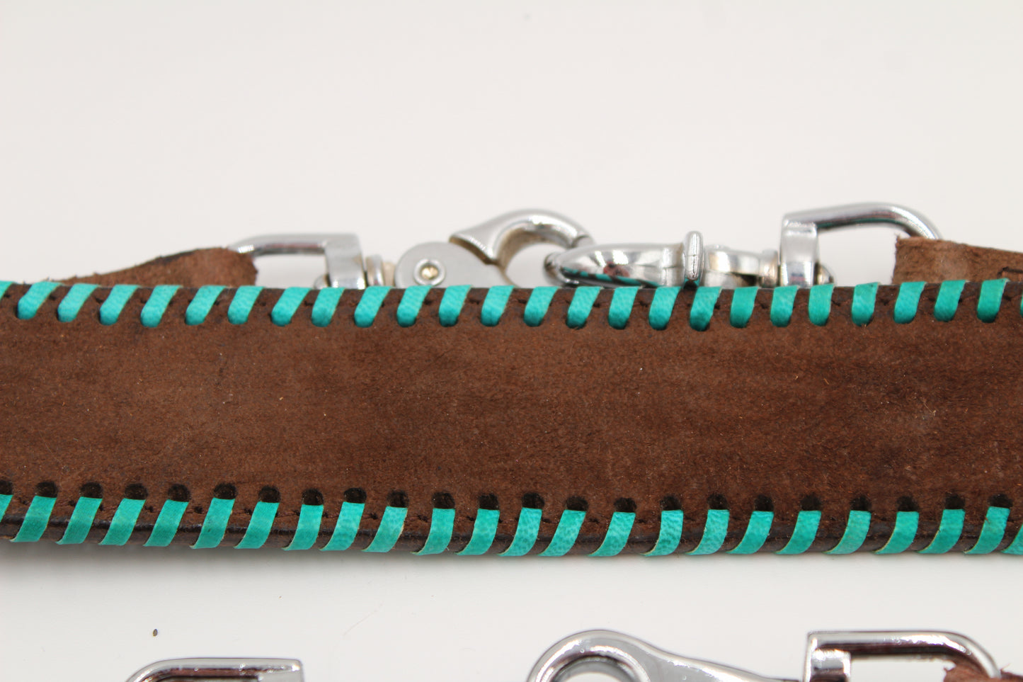 Personalized Rough Out Chocolate wither strap with rawhide lacing