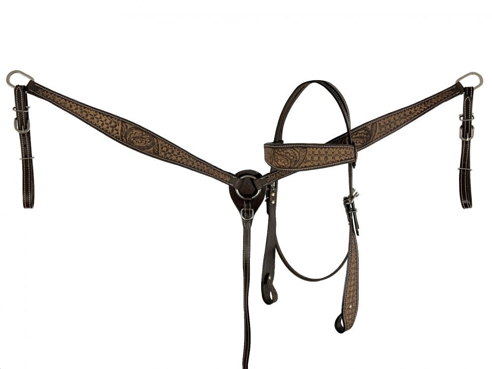 16" Pleasure style saddle set with tooled rough out leather