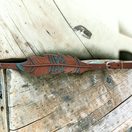 Pony Sized Cut-Out Hand Painted Feather Wither Strap