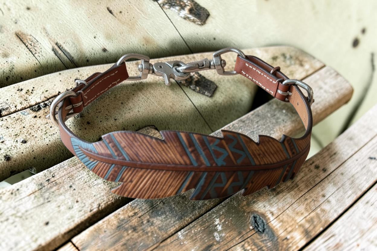 Pony Sized Cut-Out Hand Painted Feather Wither Strap