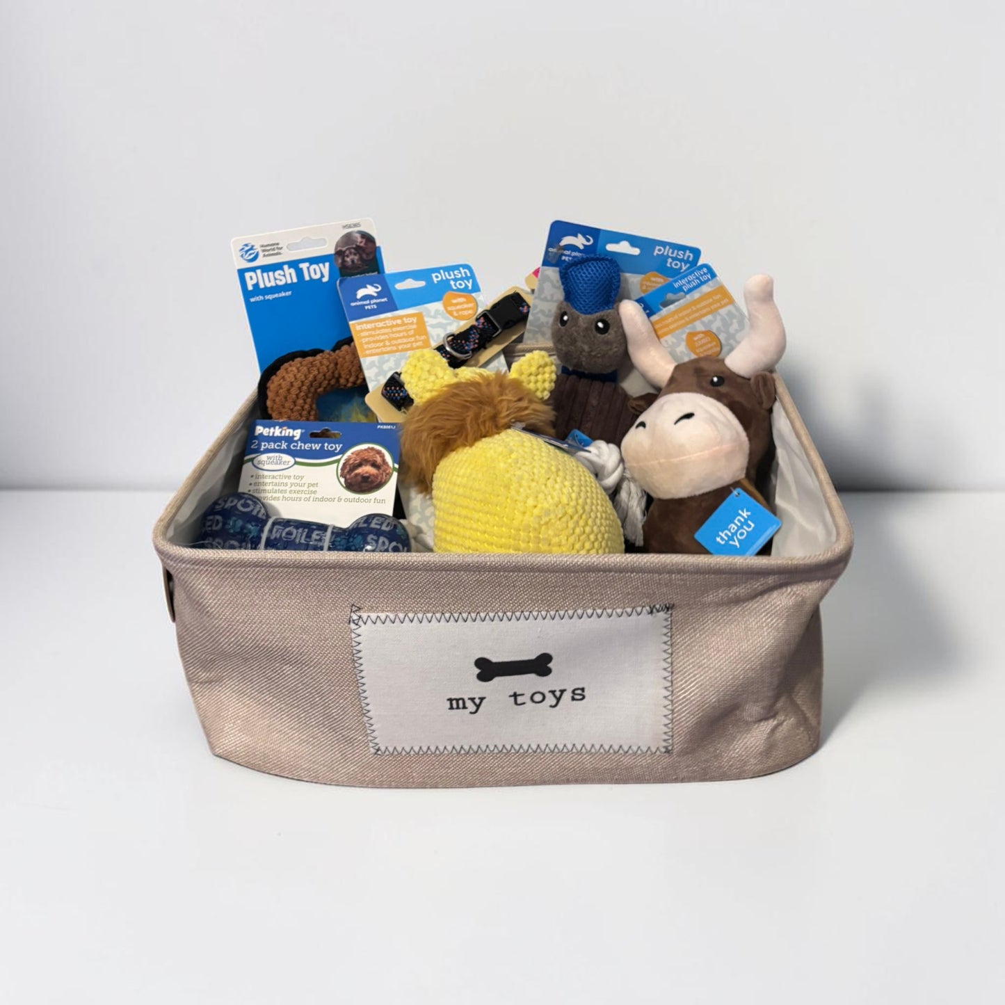 Personalized Dog Toy Storage Basket with Name, Custom Pet Gift Basket, Build Your Own Puppy Gift Bin
