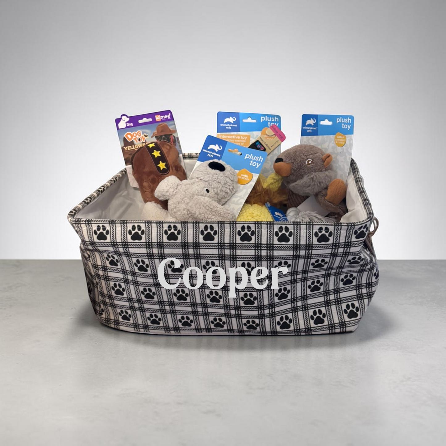 Personalized Dog Toy Storage Basket with Name, Custom Pet Gift Basket, Build Your Own Puppy Gift Bin