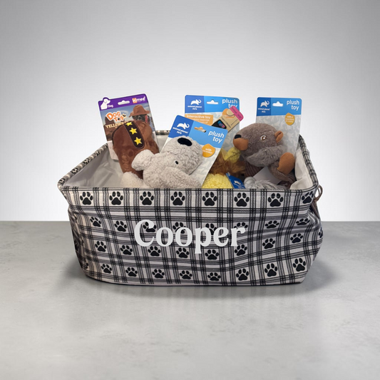 Personalized Dog Toy Storage Basket with Name, Custom Pet Gift Basket, Build Your Own Puppy Gift Bin