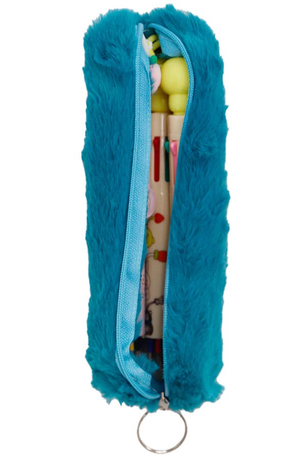 Fluffy Faux Fur Zippered Pencil Case Makeup Cosmetic Pouch