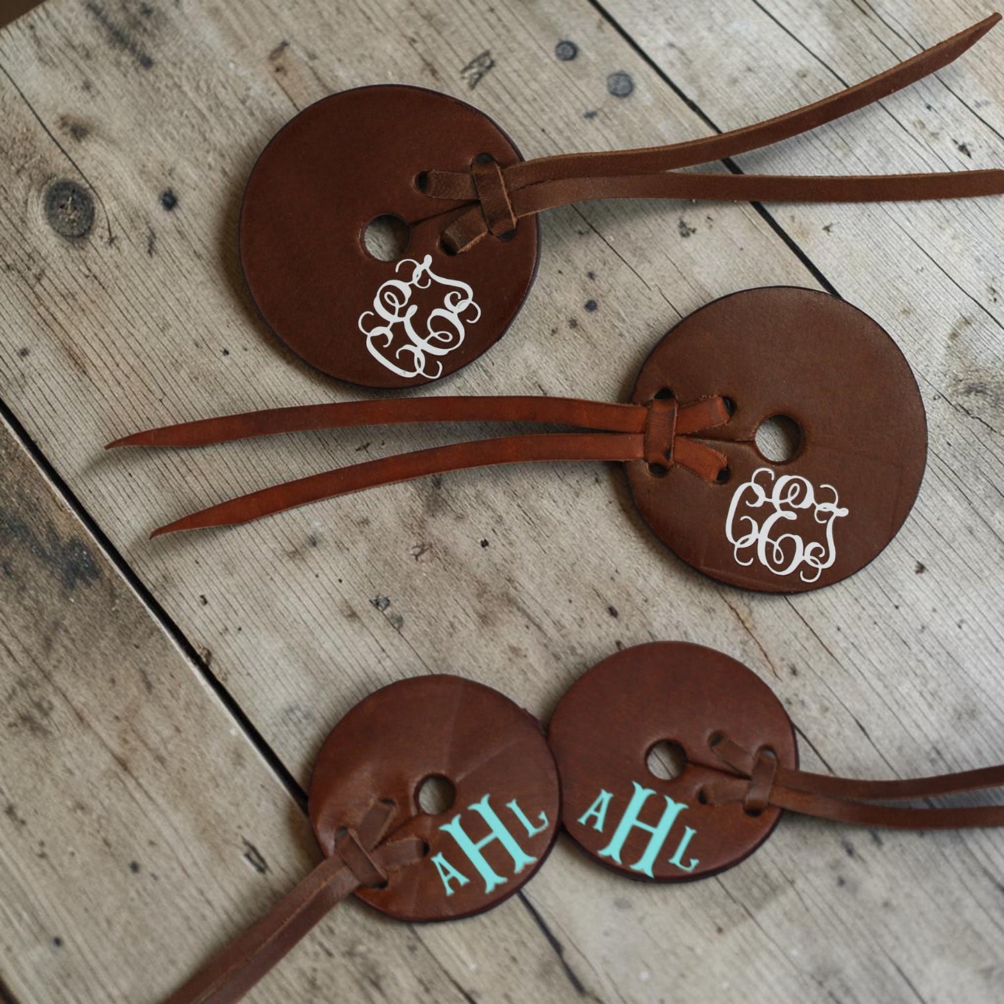 Medium leather bit guards with Optional Custom Design or Text